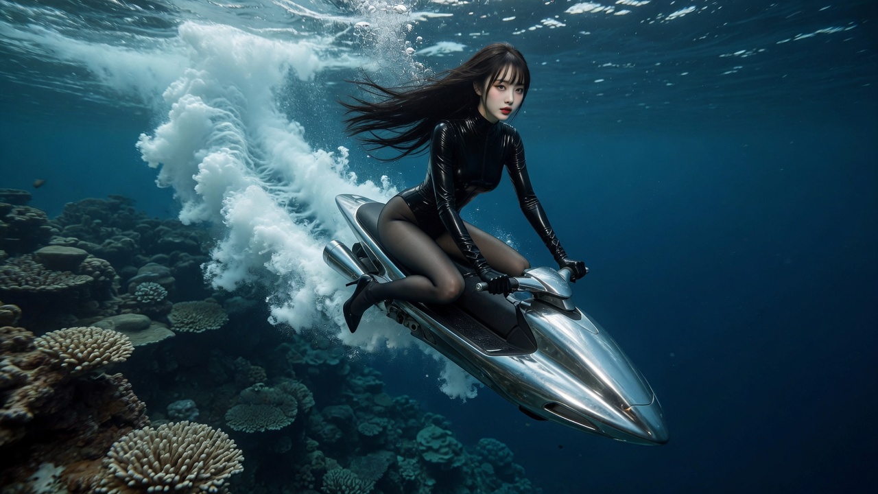 High speed dive over reef